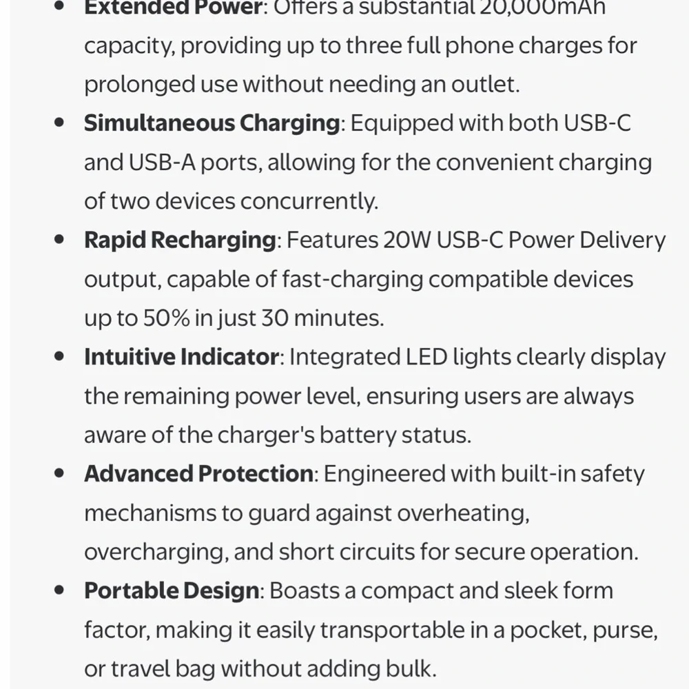 Black Power Bank 20000mAh